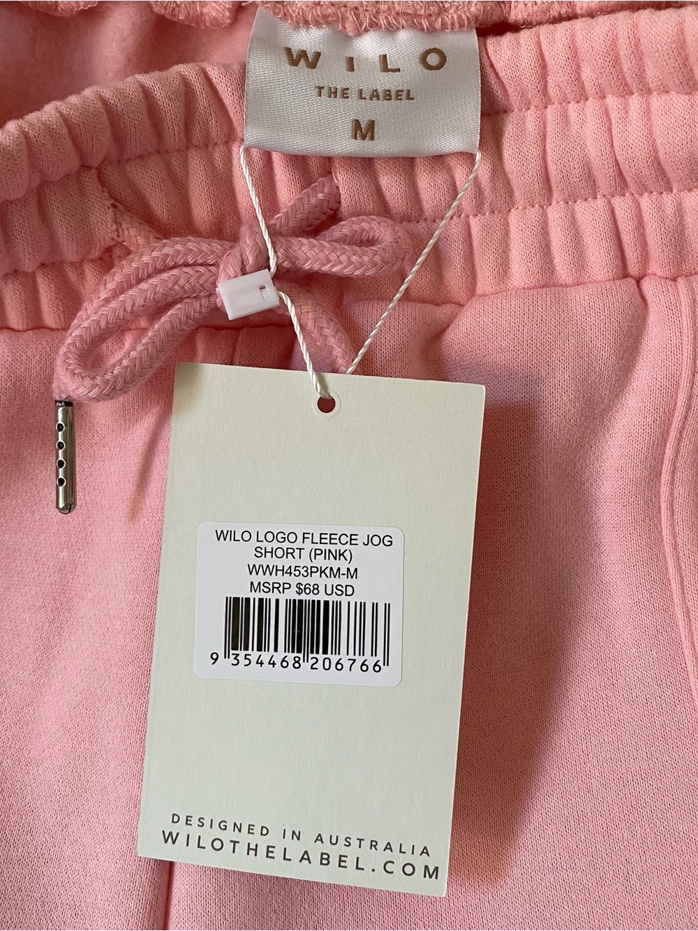 WILO Pink Fleece Jog Shorts Logo Lounge Athleisure Comfy Sweatshorts NWT M - Picture 5 of 12